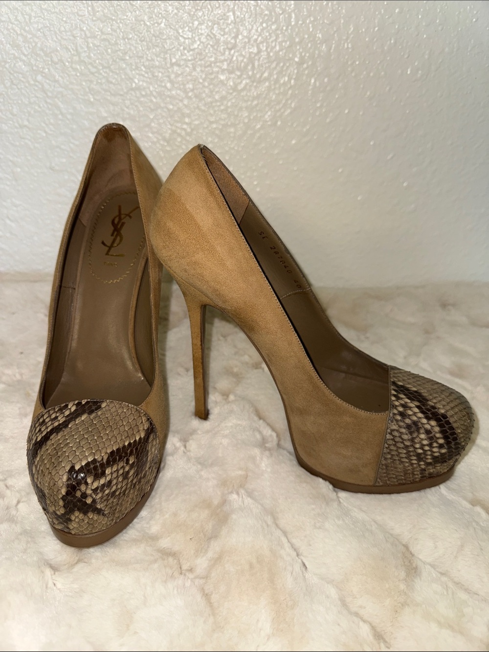 Saint Laurent Tribtoo Tan Pumps with Lizard Cap Toe 2010